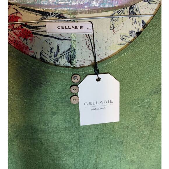 Cellabie Floral Short Sleeve Dress Womens 2XL 100% Cotton Lagenlook tropical - Picture 5 of 9